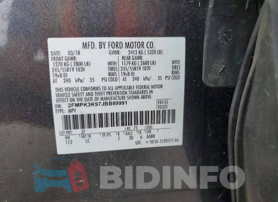 2FMPK3K97JBB89991 Photo# 13