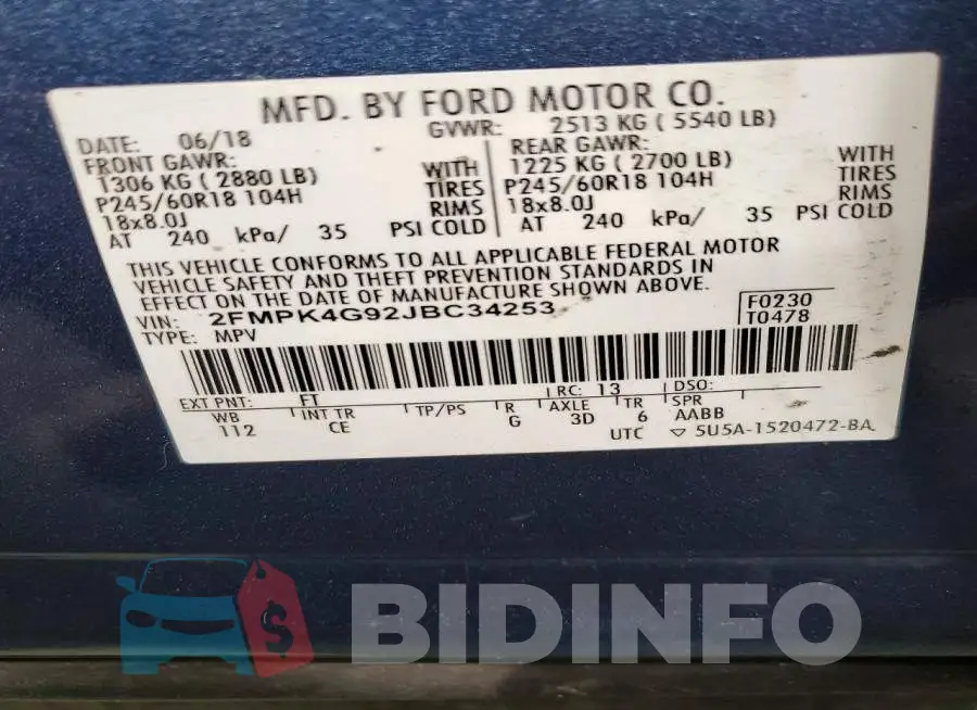 2FMPK4G92JBC34253 Photo# 13