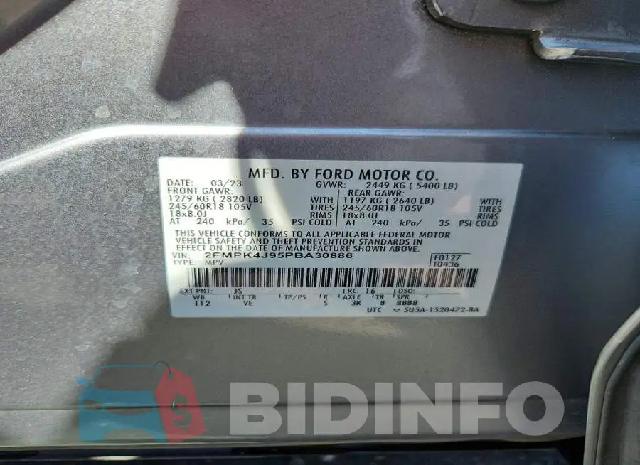 2FMPK4J95PBA30886 Photo# 12