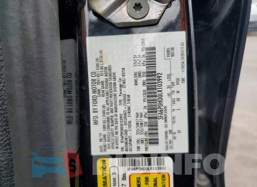 3FA6P0HD0LR103992 Photo# 12