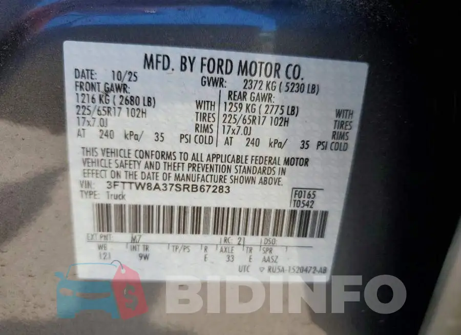 3FTTW8A37SRB67283 Photo# 12