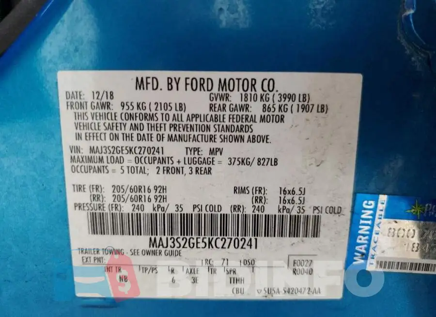 MAJ3S2GE5KC270241 Photo# 13
