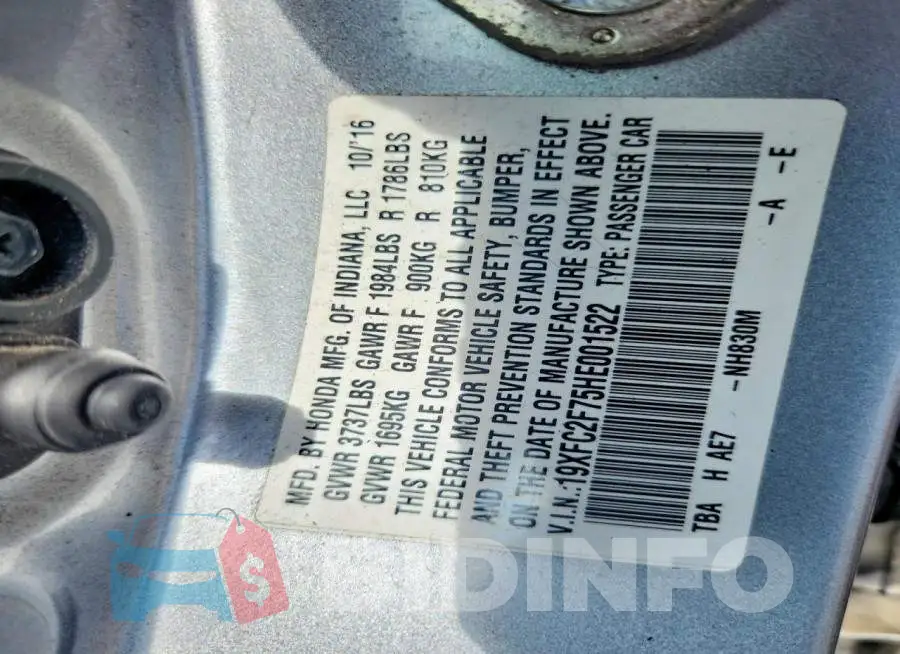 19XFC2F75HE001522 Photo# 12