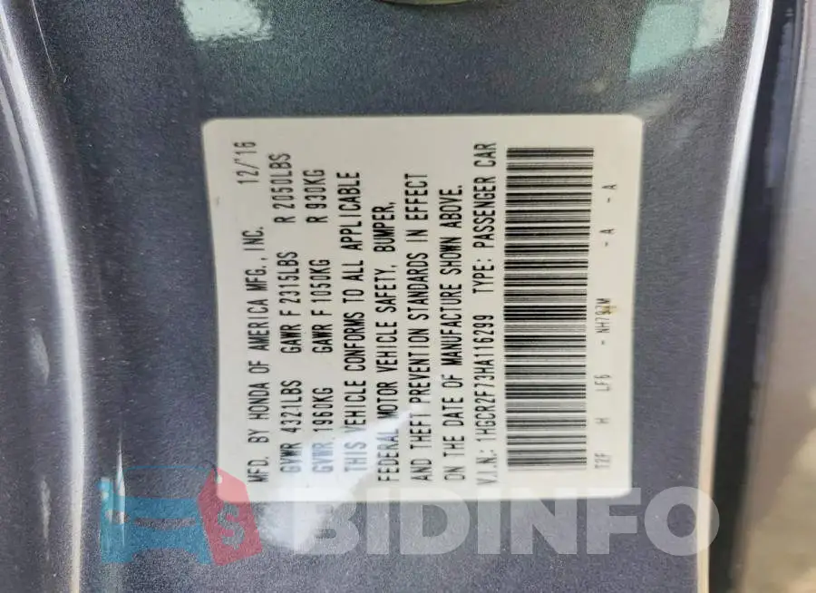 1HGCR2F73HA116299 Photo# 12