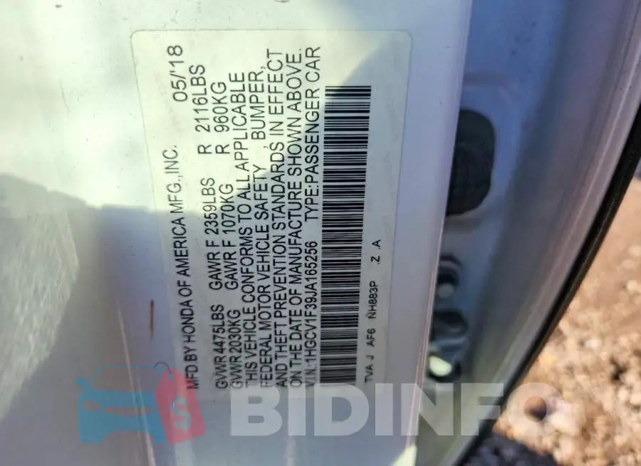 1HGCV1F39JA165256 Photo# 12