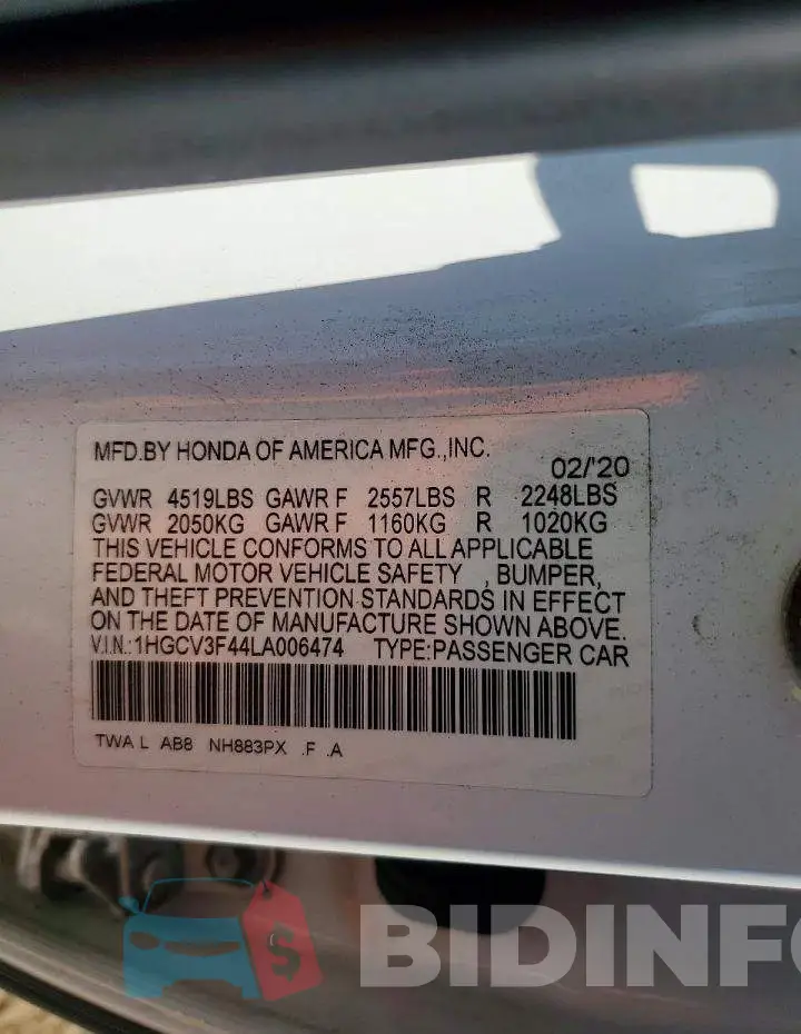 1HGCV3F44LA006474 Photo# 12