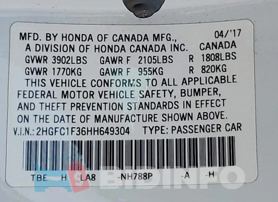 2HGFC1F36HH649304 Photo# 12