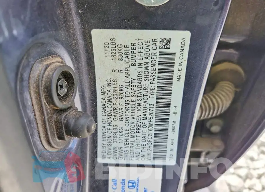 2HGFC2F60MH520713 Photo# 12