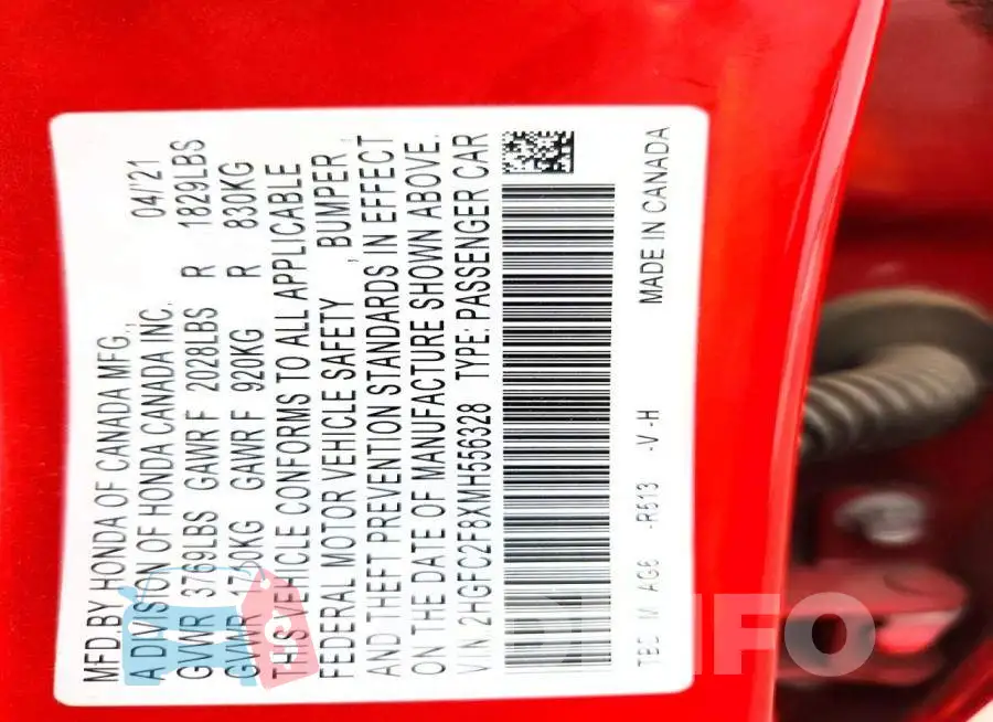 2HGFC2F8XMH556328 Photo# 12