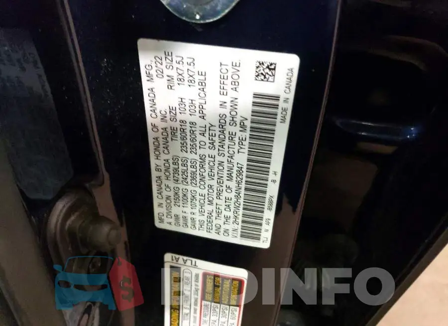 2HKRW2H84NH629847 Photo# 13