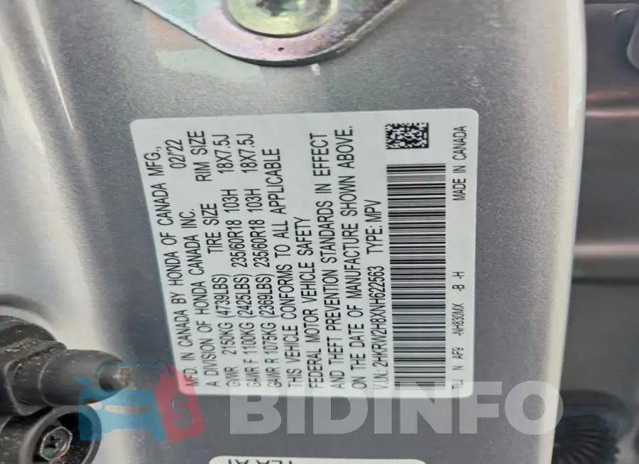 2HKRW2H8XNH622563 Photo# 13
