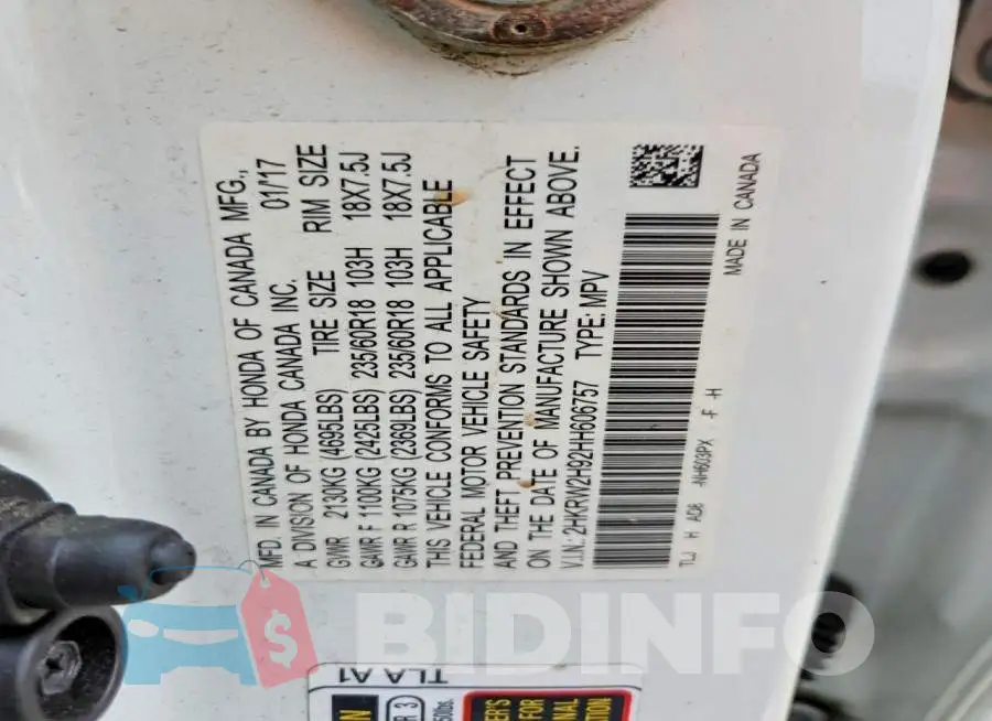 2HKRW2H92HH606757 Photo# 13
