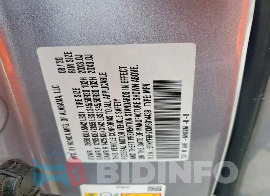 5FNYF6H2XMB014439 Photo# 13