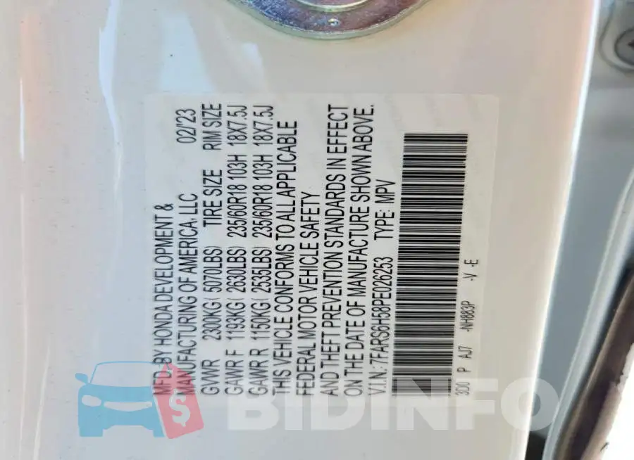 7FARS6H58PE026253 Photo# 12