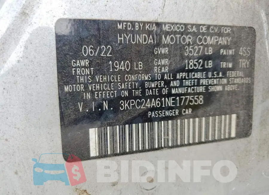 3KPC24A61NE177558 Photo# 12