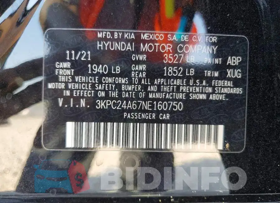3KPC24A67NE160750 Photo# 12