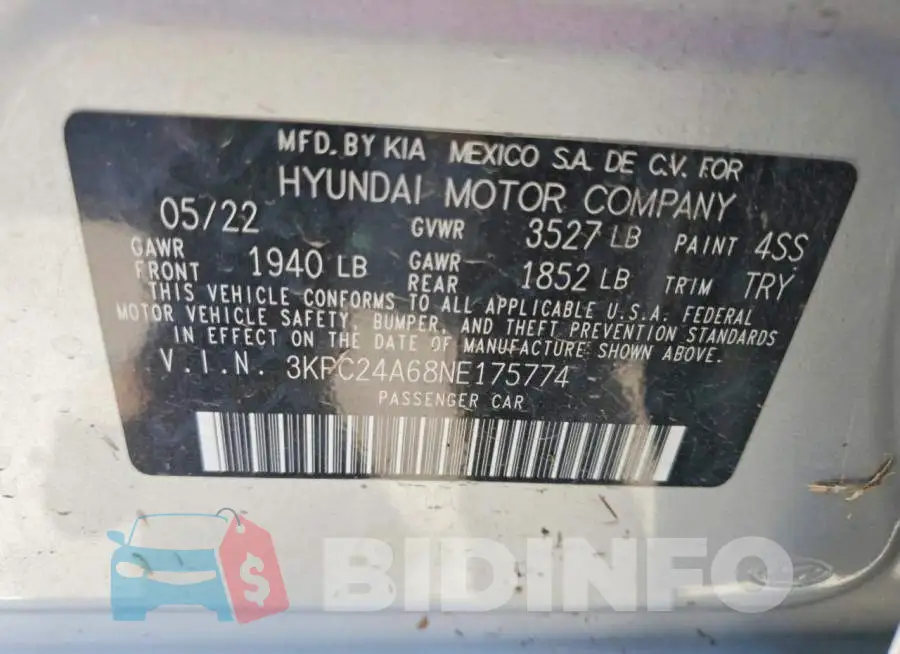 3KPC24A68NE175774 Photo# 12