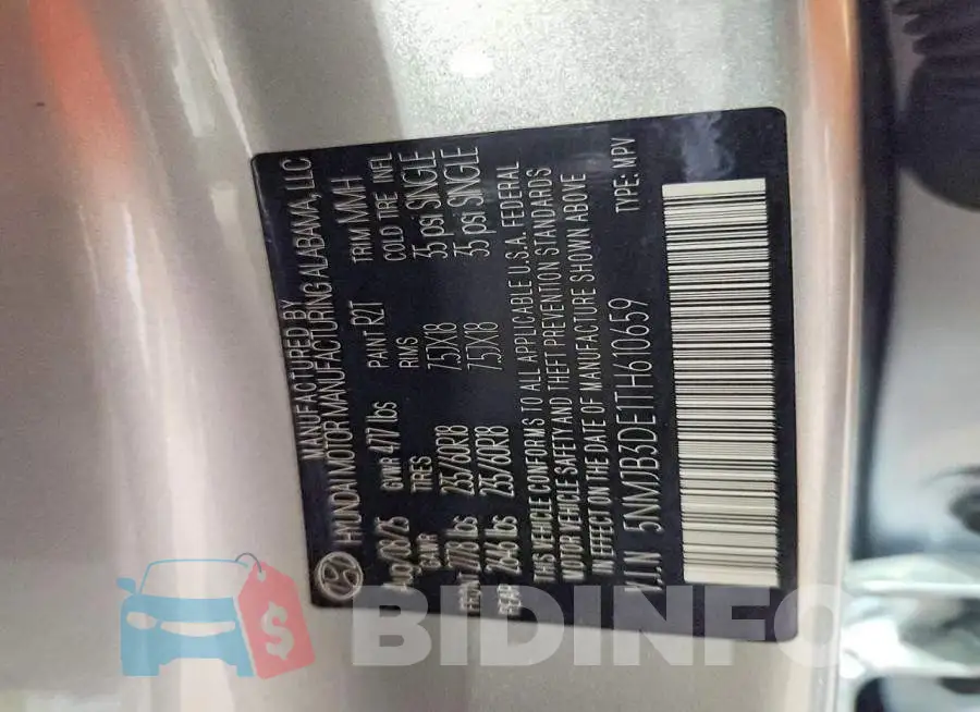 5NMJB3DE1TH610659 Photo# 14