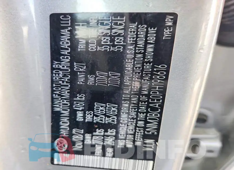 5NMJBCAE0PH198616 Photo# 12