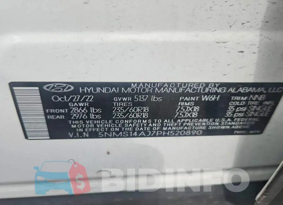 5NMS14AJ7PH520890 Photo# 13