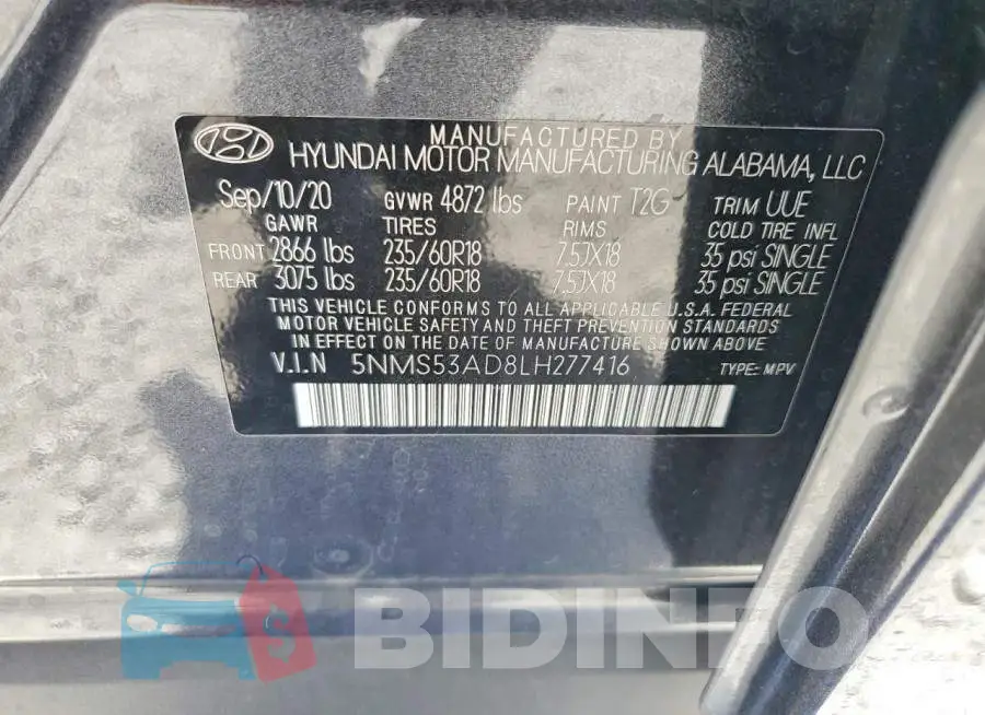 5NMS53AD8LH277416 Photo# 14