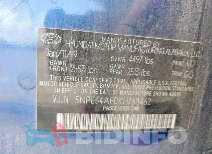 5NPE34AF0KH768462 Photo# 12
