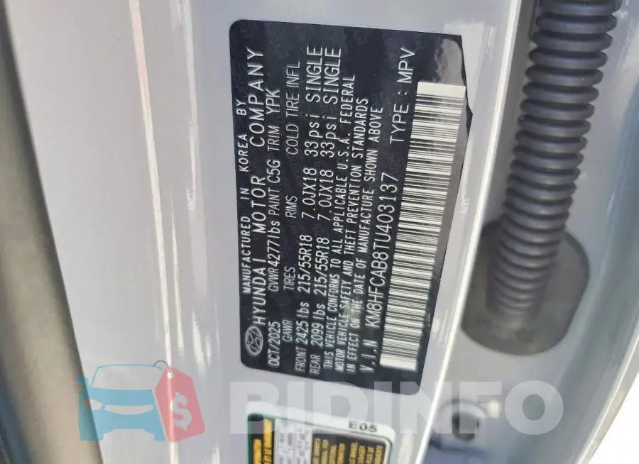 KM8HFCAB8TU403137 Photo# 13