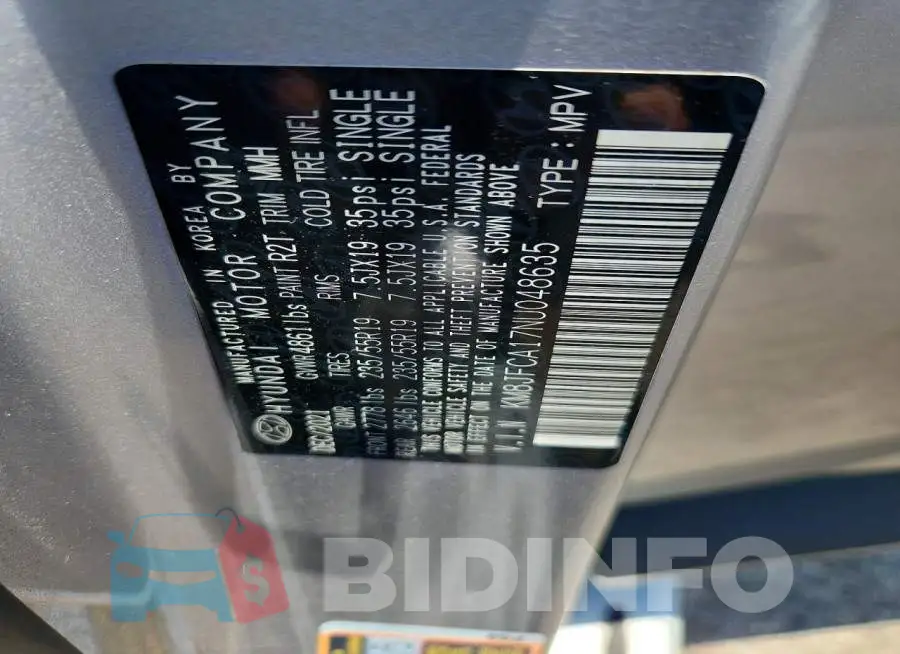 KM8JFCA17NU048635 Photo# 14