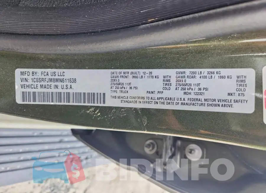 1C6SRFJM8MN611638 Photo# 12