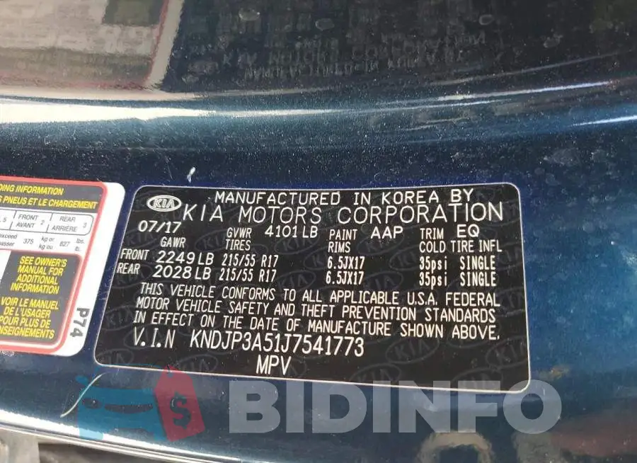 KNDJP3A51J7541773 Photo# 13