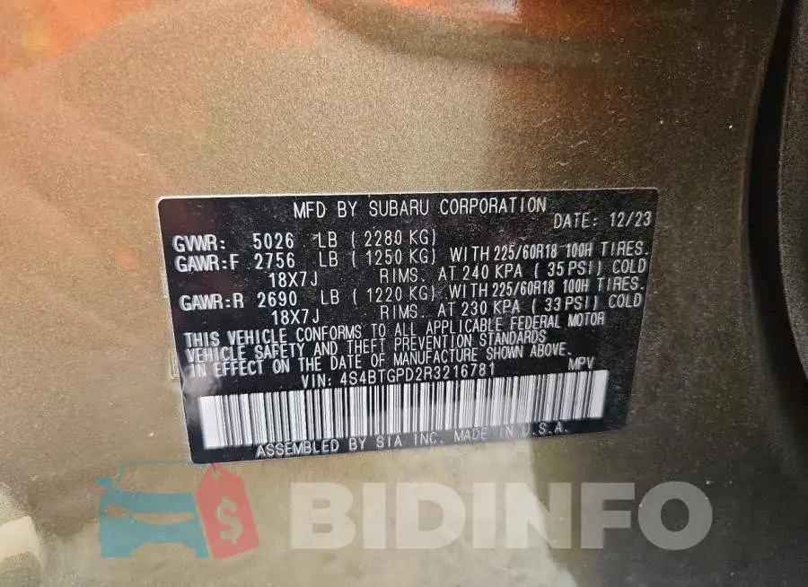 4S4BTGPD2R3216781 Photo# 14