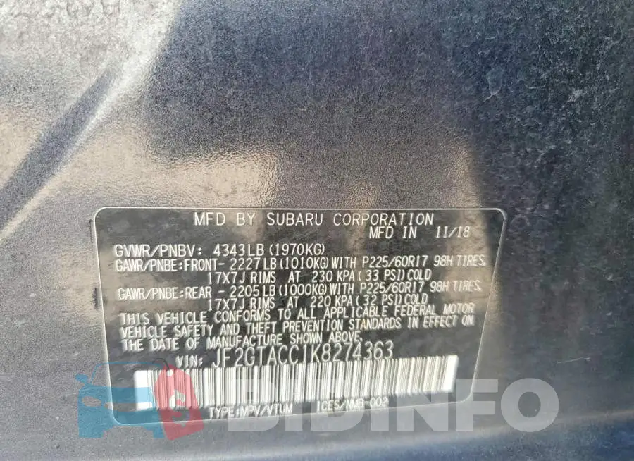 JF2GTACC1K8274363 Photo# 12