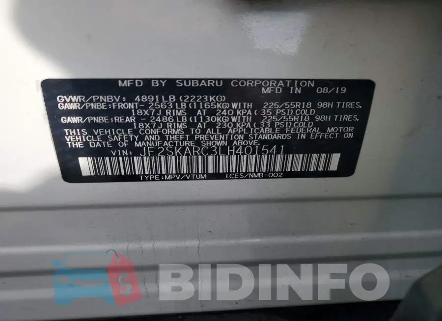 JF2SKARC3LH401541 Photo# 13