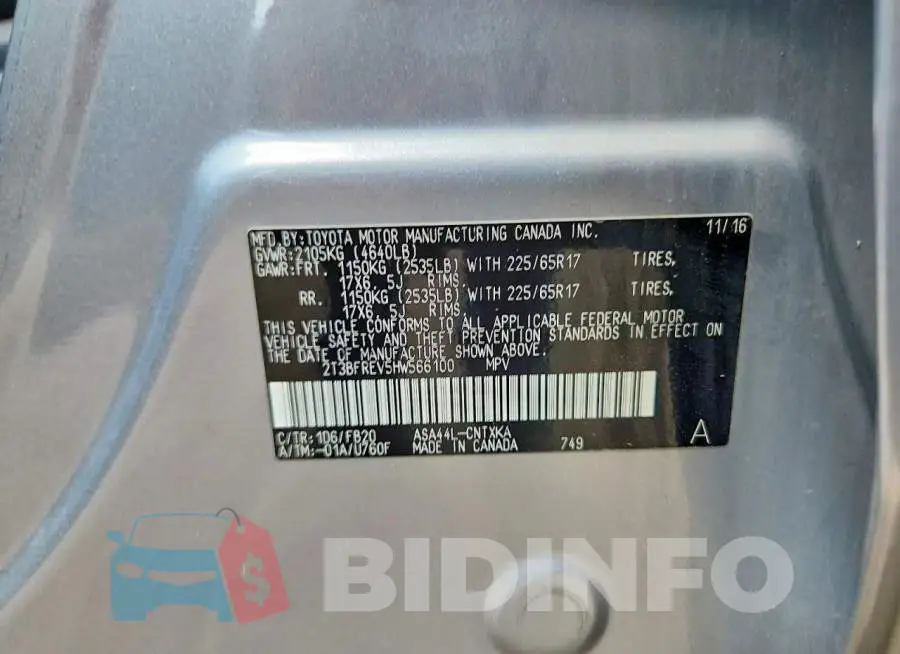 2T3BFREV5HW566100 Photo# 13