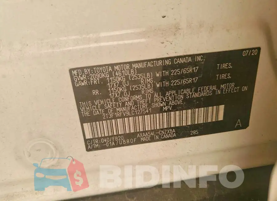 2T3F1RFV9LC127541 Photo# 13