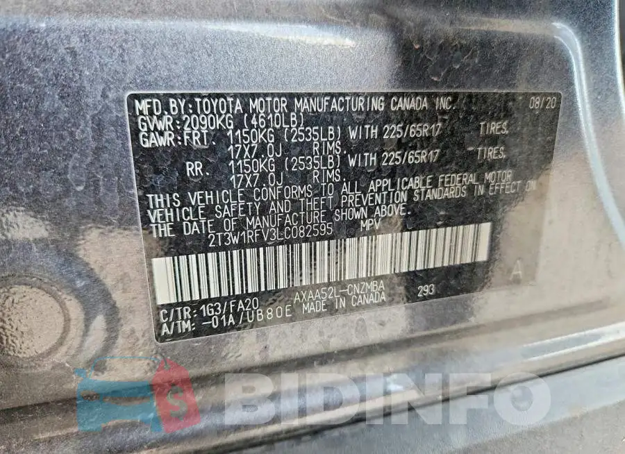 2T3W1RFV3LC082595 Photo# 14