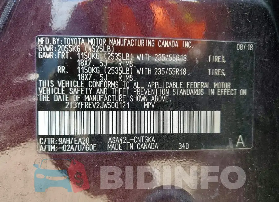 2T3YFREV2JW500121 Photo# 14