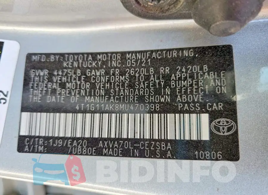 4T1G11AK8MU470398 Photo# 12