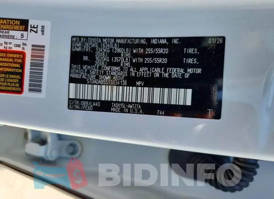 5TDADAB55TS034136 Photo# 13