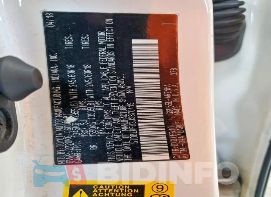 5TDBZRFH3JS870419 Photo# 13