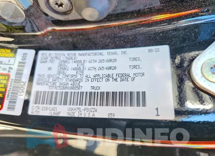 5TFNC5DB0NX008507 Photo# 12