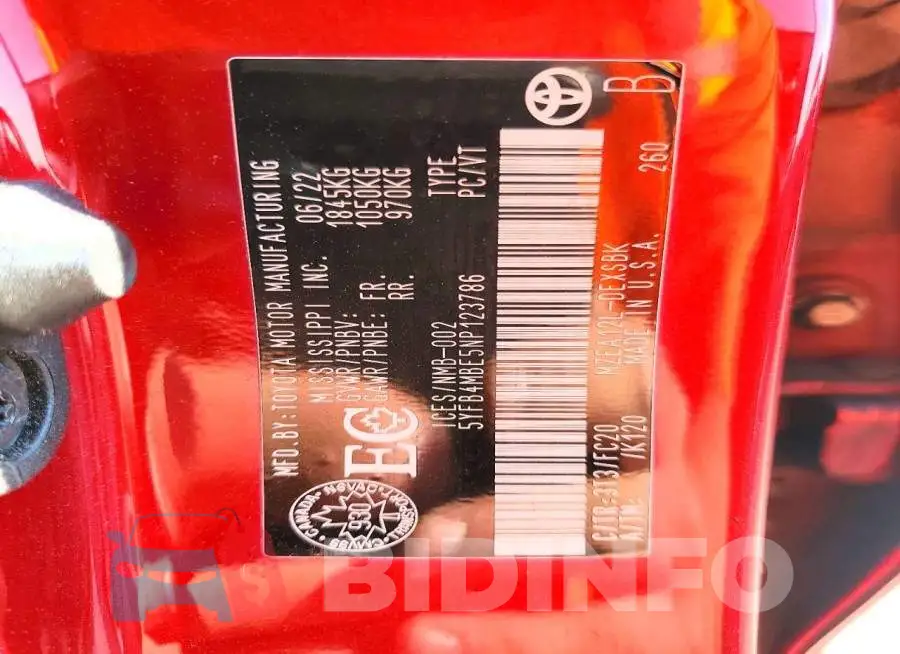 5YFB4MBE5NP123786 Photo# 13