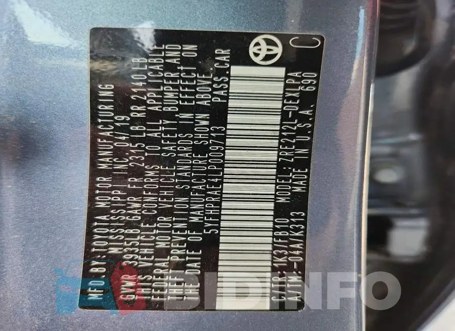 5YFHPRAE4LP009713 Photo# 12