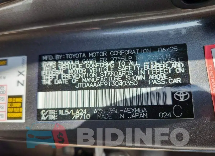 JTDAAAAF9T3040350 Photo# 14