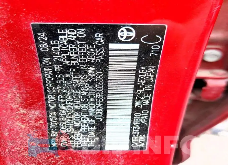JTDBCMFE3RJ036380 Photo# 13