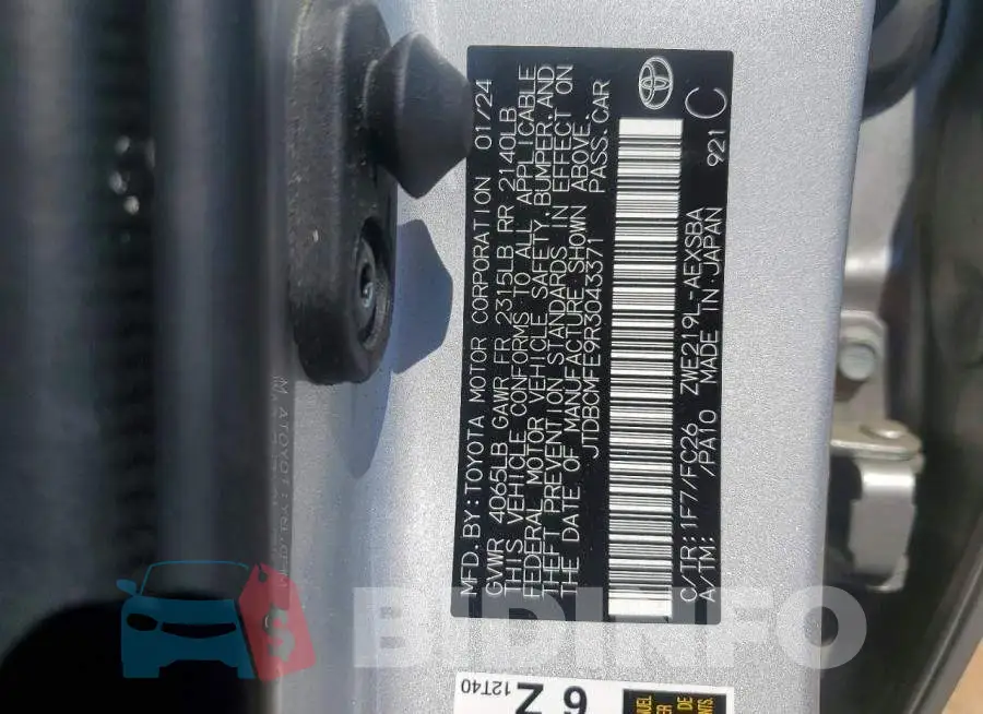 JTDBCMFE9R3043371 Photo# 12
