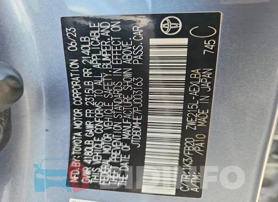 JTDBDMHE7PJ003163 Photo# 12