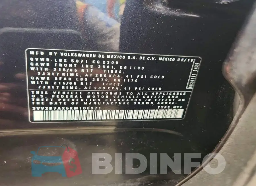 3VV2B7AX5KM106971 Photo# 12