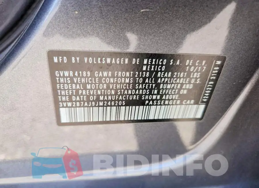 3VW2B7AJ9JM246205 Photo# 12