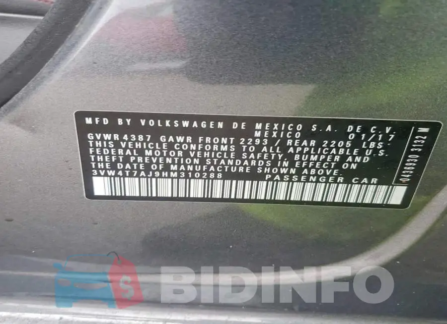 3VW4T7AJ9HM310288 Photo# 13